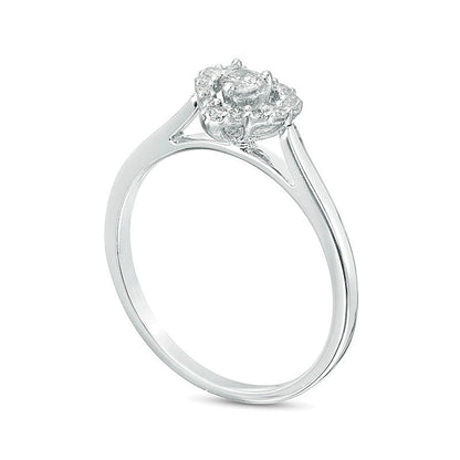 0.2 CT. TW Diamond Heart Frame Promise Ring in 10K White Gold