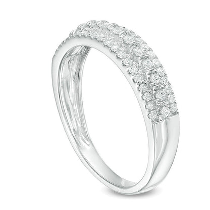0.33 CT. TW Diamond Three Row Wedding Band in 10K White Gold