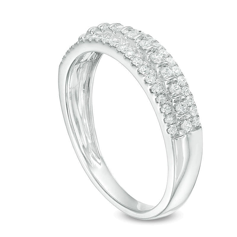 0.33 CT. TW Diamond Three Row Wedding Band in 10K White Gold