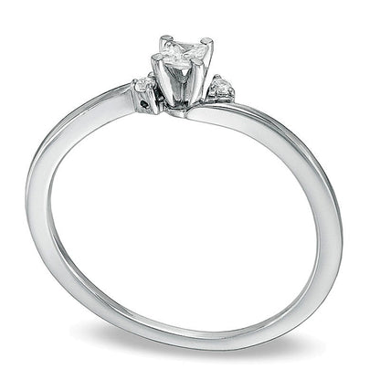 0.17 CT. TW Princess-Cut Diamond Three Stone Promise Ring in 10K White Gold