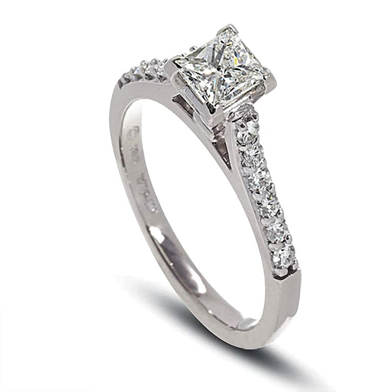 1.0 CT. TW Colourless Princess-Cut Diamond Solitaire Engagement Ring in 18K White Gold