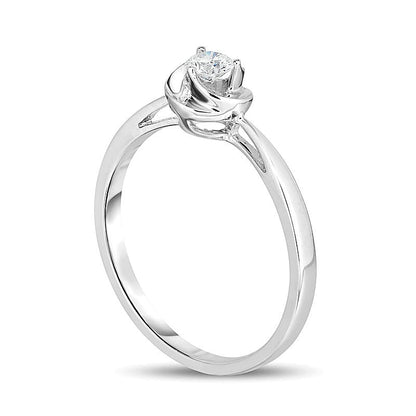 0.17 CT. Diamond Solitaire Swirl Promise Ring in 10K White Gold