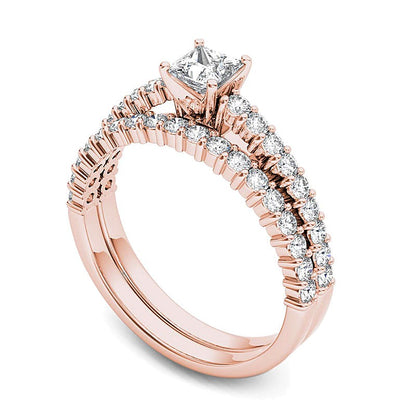 1.0 CT. TW Princess-Cut Diamond Bridal Set in 14K Rose Gold