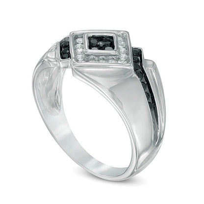 0.5 CT. TW Enhanced Black and White Diamond Ring in 10K White Gold