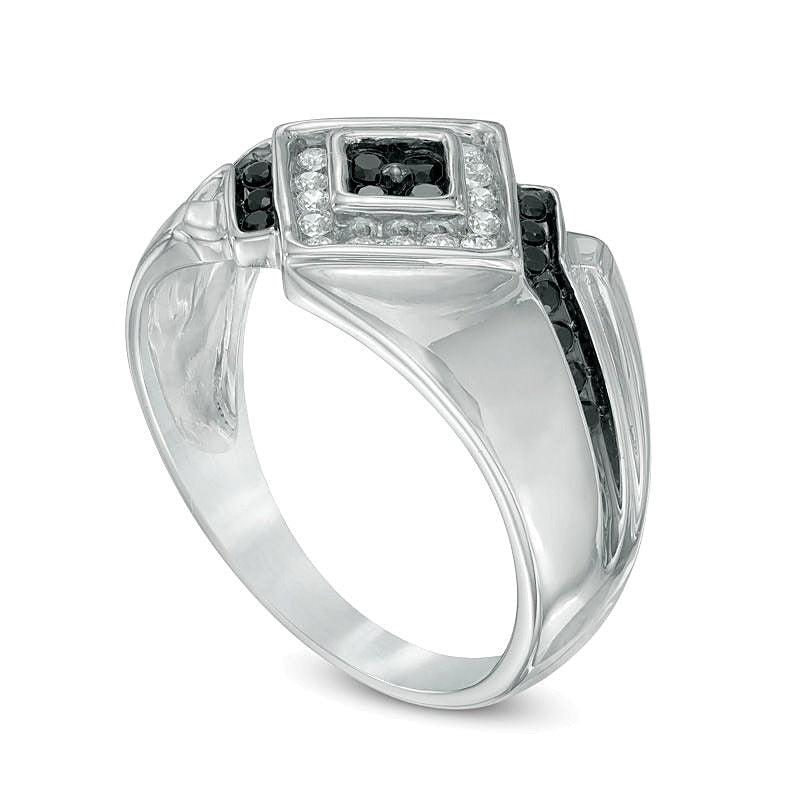 0.5 CT. TW Enhanced Black and White Diamond Ring in 10K White Gold