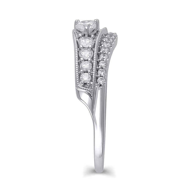 0.75 CT. TW Diamond Vintage-Style Solitaire Enhancer in 14K White Gold