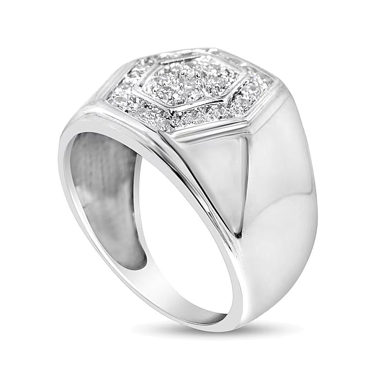 0.5 CT. TW Multi-Diamond Hexagon Frame Ring in Sterling Silver