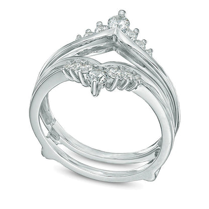0.5 CT. TW Diamond Tiara-Style Solitaire Enhancer in 14K White Gold