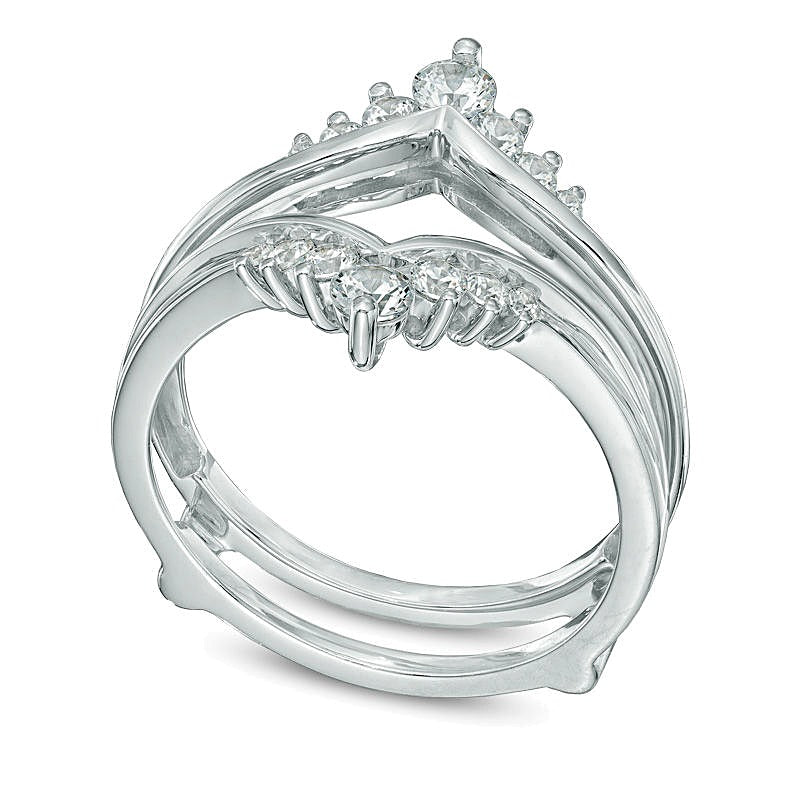 0.5 CT. TW Diamond Tiara-Style Solitaire Enhancer in 14K White Gold