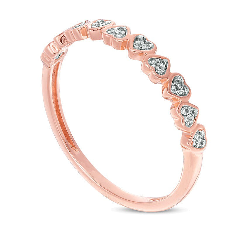 0.05 CT. TW Diamond Alternating Heart Stackable Band in 10K Rose Gold