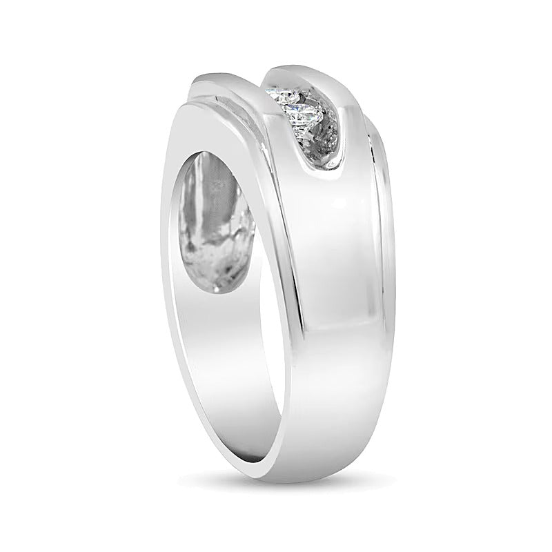0.33 CT. TW Diamond Channel Three Stone Ring in Sterling Silver
