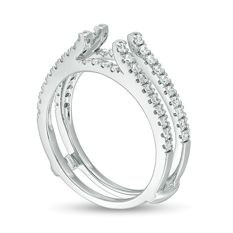 0.5 CT. TW Diamond Lined Ring Solitaire Enhancer in 14K White Gold