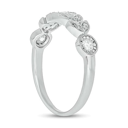0.25 CT. TW Diamond Vintage-Style Floral Art Deco Stackable Band in Sterling Silver
