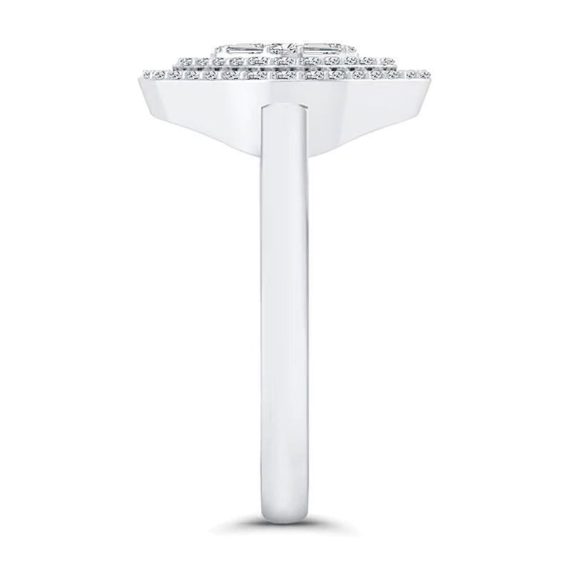 0.33 CT. TW Princess Multi-Diamond Maze Outline Ring in 10K White Gold
