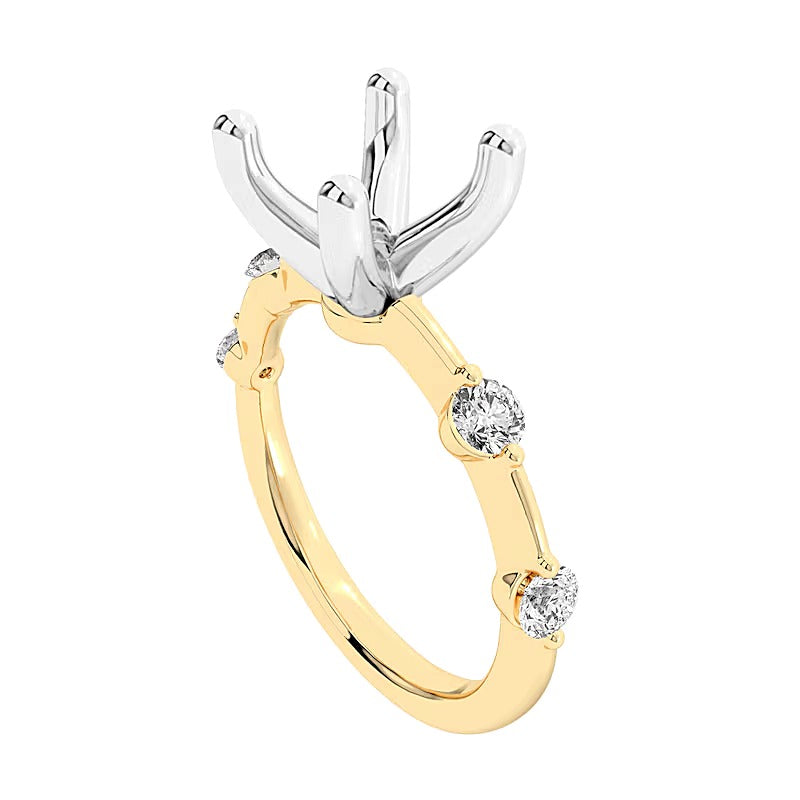 0.25 CT. TW Diamond Station Semi-Mount Setting in 14K Gold