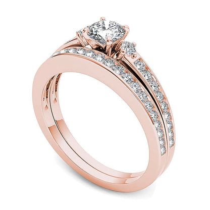 1.0 CT. TW Diamond Tapered Shank Bridal Set in 14K Rose Gold