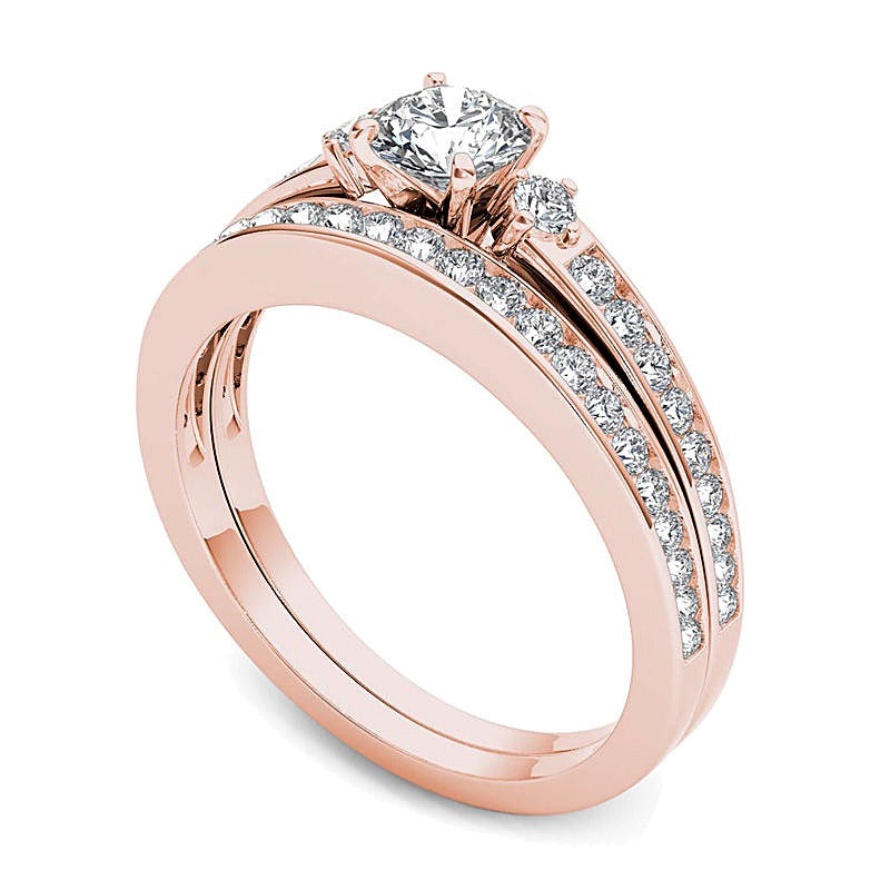 1.0 CT. TW Diamond Tapered Shank Bridal Set in 14K Rose Gold