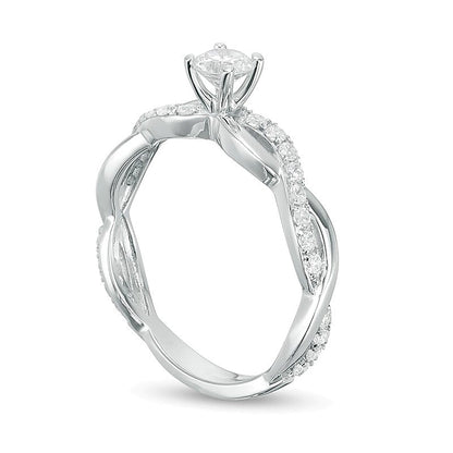 1.0 CT. TW Diamond Twist Engagement Ring in 14K White Gold