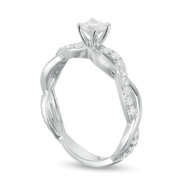 1.0 CT. TW Diamond Twist Engagement Ring in 14K White Gold