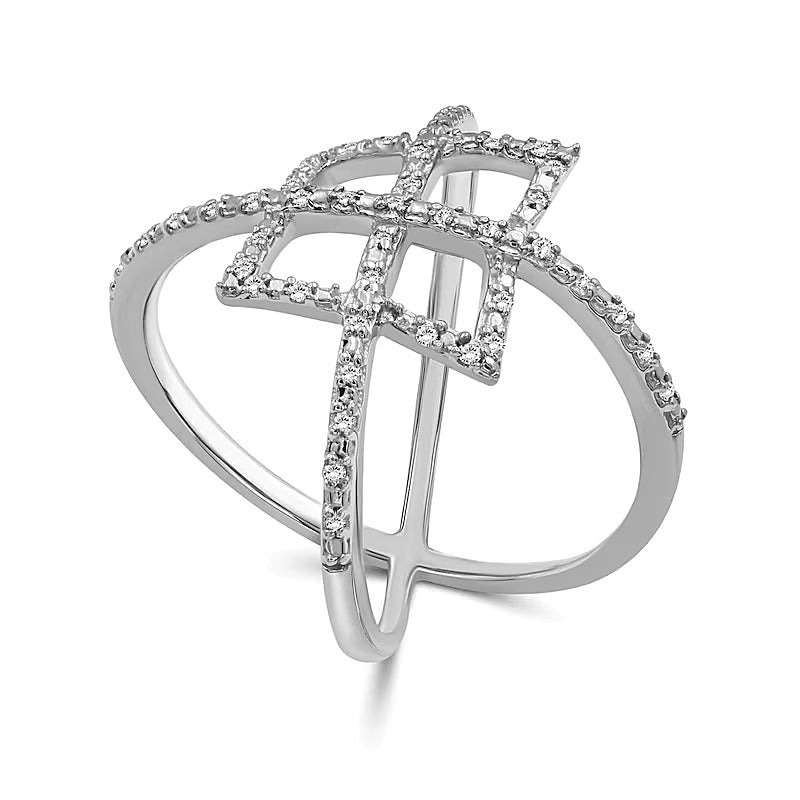 0.13 CT. TW Diamond Art Deco Orbit Ring in Sterling Silver