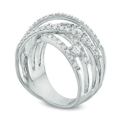 1.0 CT. TW Diamond Multi-Row Orbit Ring in 14K White Gold