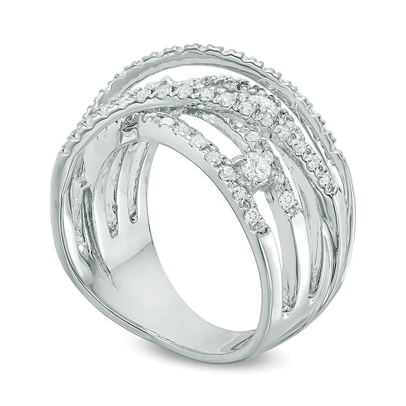 1.0 CT. TW Diamond Multi-Row Orbit Ring in 14K White Gold