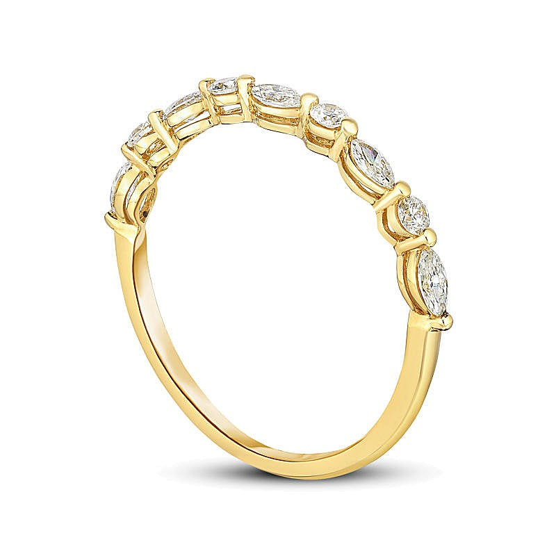 0.25 CT. TW Marquise and Round Diamond Alternating Stackable Band in 14K Gold