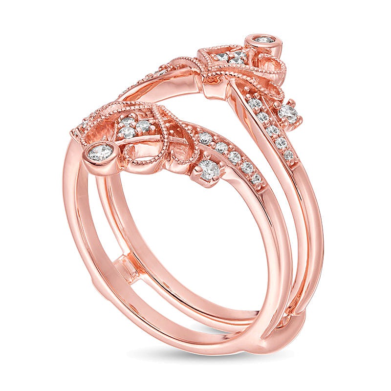 0.25 CT. TW Diamond Vintage-Style Crown Ring Solitaire Enhancer in 14K Rose Gold