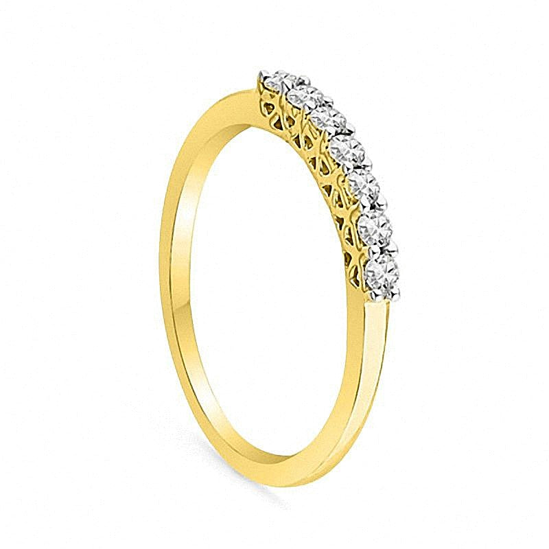 0.2 CT. TW Diamond Seven Stone Wedding Band in 10K Gold