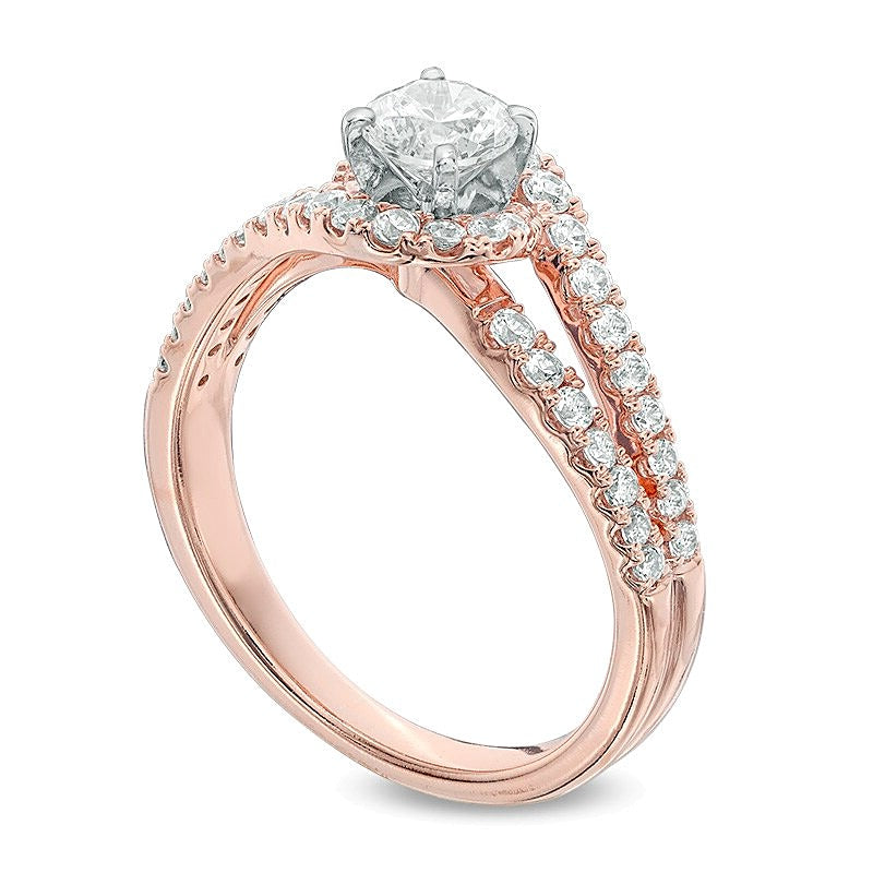 1.0 CT. TW Diamond Swirl Frame Engagement Ring in 14K Rose Gold