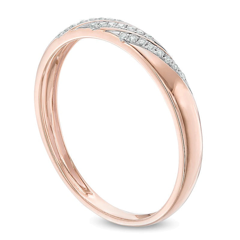 Diamond Accent Slant Wedding Band in 10K Rose Gold