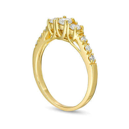 0.5 CT. TW Diamond Three Stone Engagement Ring in 14K Gold (I/I3)