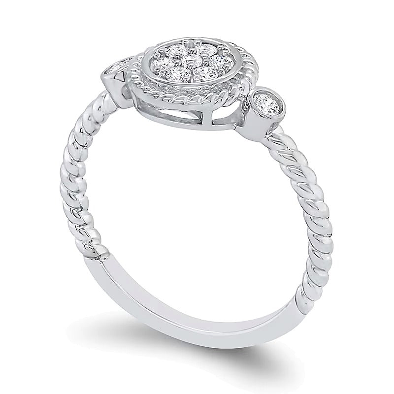 0.2 CT. TW Multi-Diamond Rope Frame Ring in 10K White Gold