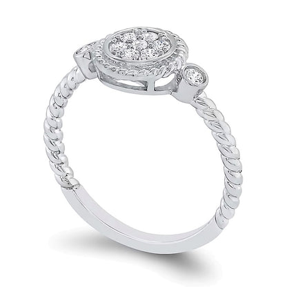 0.2 CT. TW Multi-Diamond Rope Frame Ring in 10K White Gold
