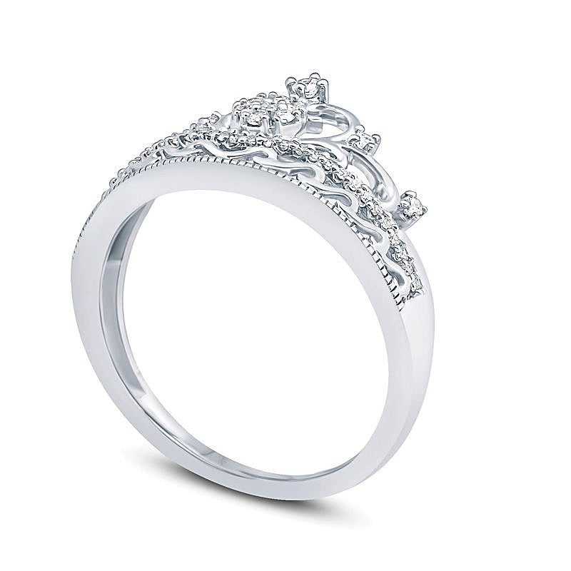 0.2 CT. TW Multi-Diamond Heart Crown Ring in 10K White Gold