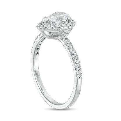 1.0 CT. TW Pear-Shaped Diamond Frame Engagement Ring in 14K White Gold (I/I2)
