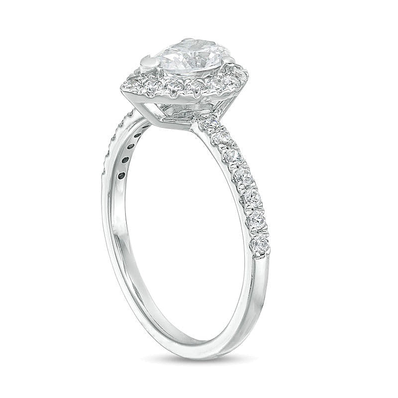 1.0 CT. TW Pear-Shaped Diamond Frame Engagement Ring in 14K White Gold (I/I2)