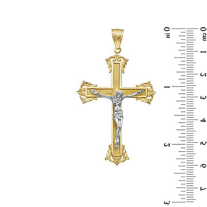 Large Crucifix Charm in 10K Two-Tone Gold