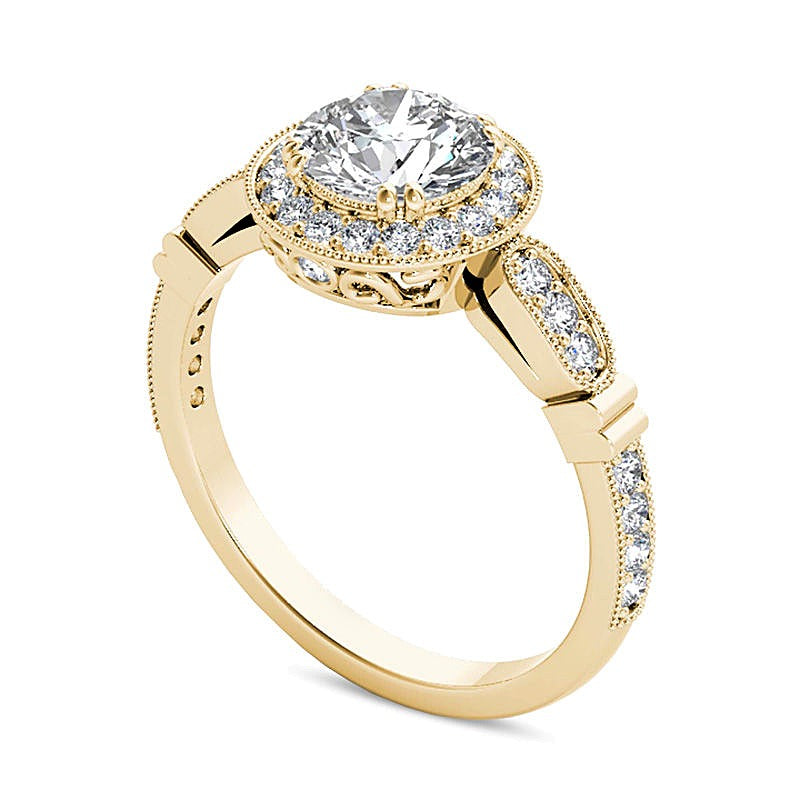 1.2 CT. TW Diamond Frame Vintage-Style Engagement Ring in 14K Gold