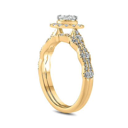 1.0 CT. TW Diamond Frame Vintage-Style Bridal Set in 10K Gold