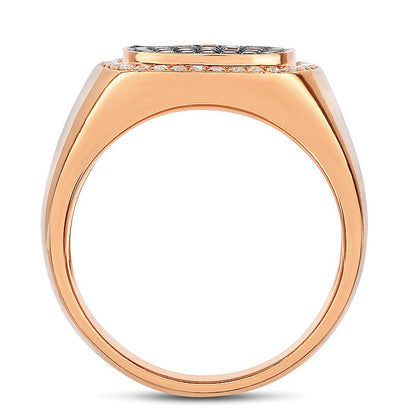 0.75 CT. TW Champagne and White Diamond Square Composite Ring in 14K Rose Gold