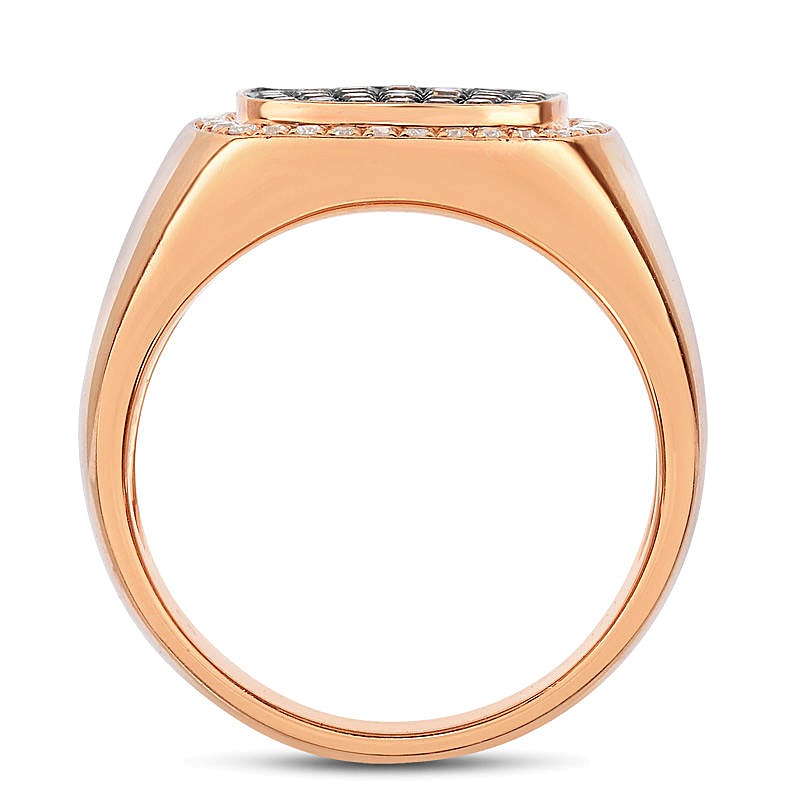 0.75 CT. TW Champagne and White Diamond Square Composite Ring in 14K Rose Gold
