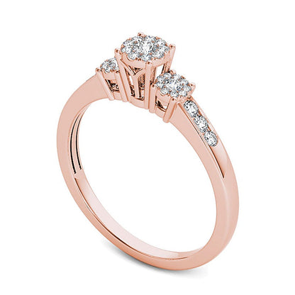 0.33 CT. TW Composite Diamond Three Stone Engagement Ring in 10K Rose Gold
