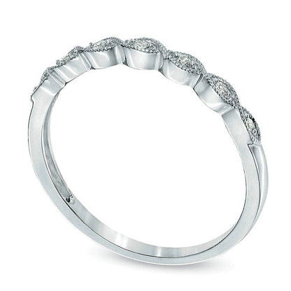 Diamond Accent Milgrain Band in 10K White Gold