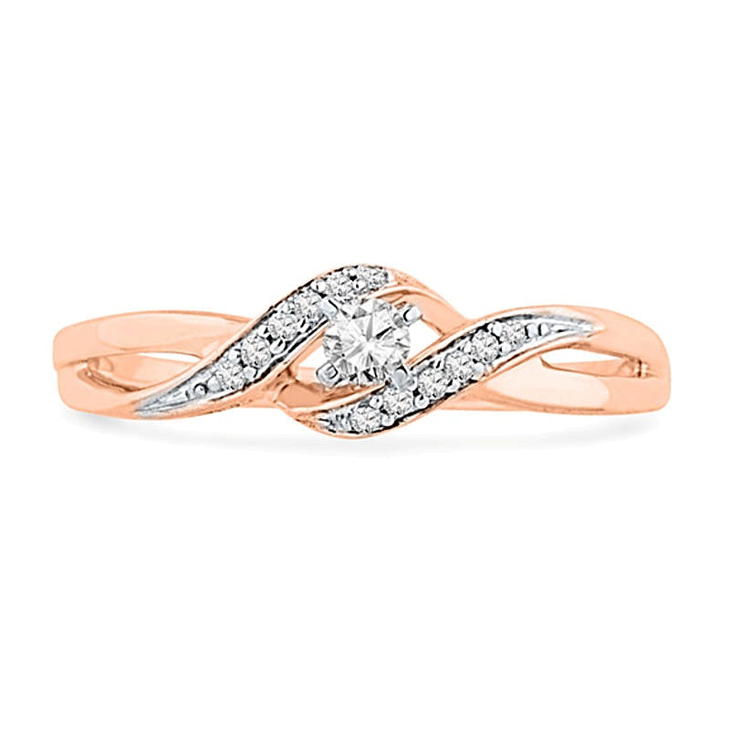 0.1 CT. TW Diamond Bypass Split Shank Promise Ring in 10K Rose Gold