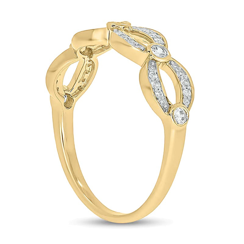 0.25 CT. TW Diamond Open Link Station Stackable Band in 10K Gold