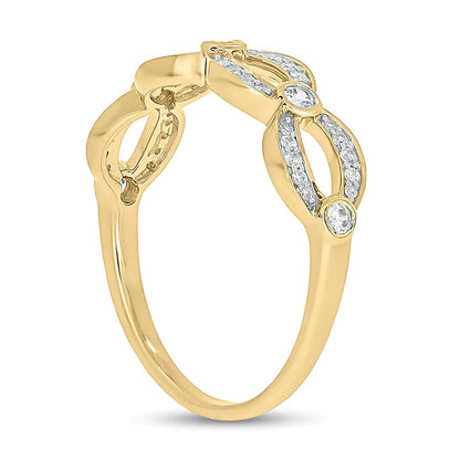 0.25 CT. TW Diamond Open Link Station Stackable Band in 10K Gold