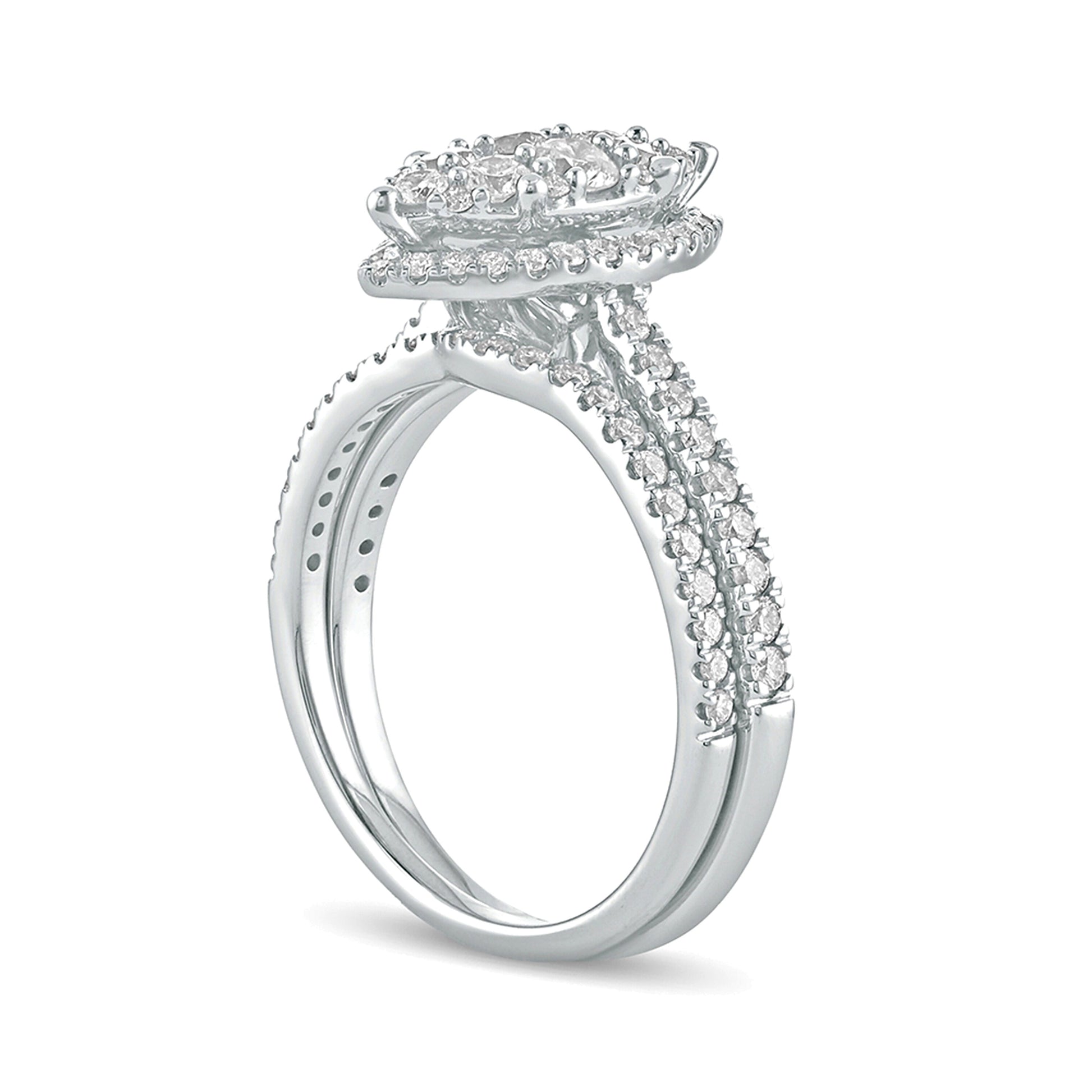 1.0 CT. TW Composite Marquise Diamond Bridal Set in 10K White Gold