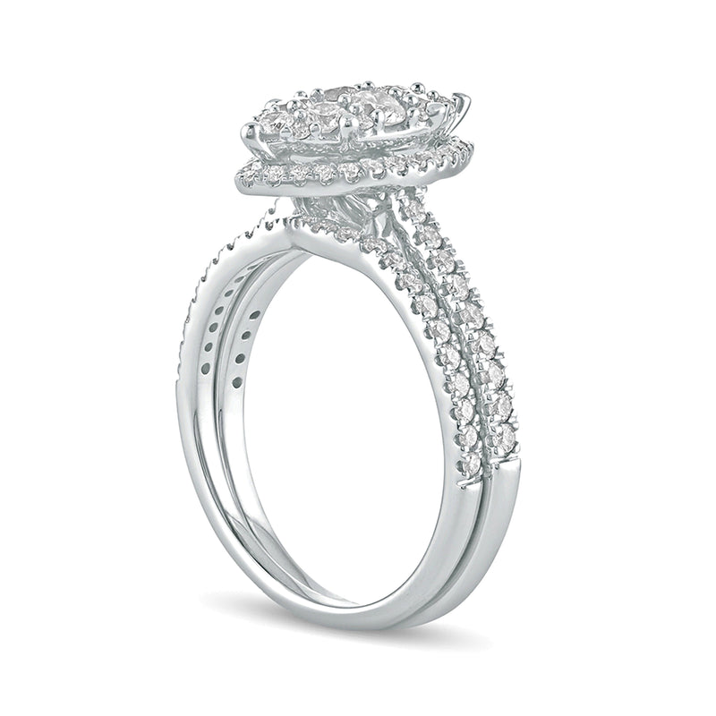 1.0 CT. TW Composite Marquise Diamond Bridal Set in 10K White Gold