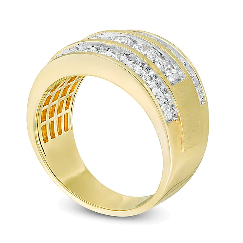 2.0 CT. TW Diamond Five Stone Triple Row Ring in 14K Gold